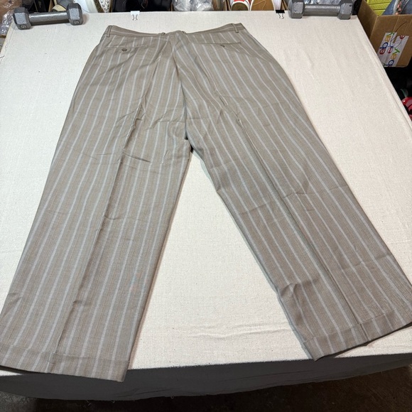 Vintage EJ Samuel 2 Piece Suit + Handkerchief Brown Striped Blazer 46R Pant 40R - Picture 11 of 15